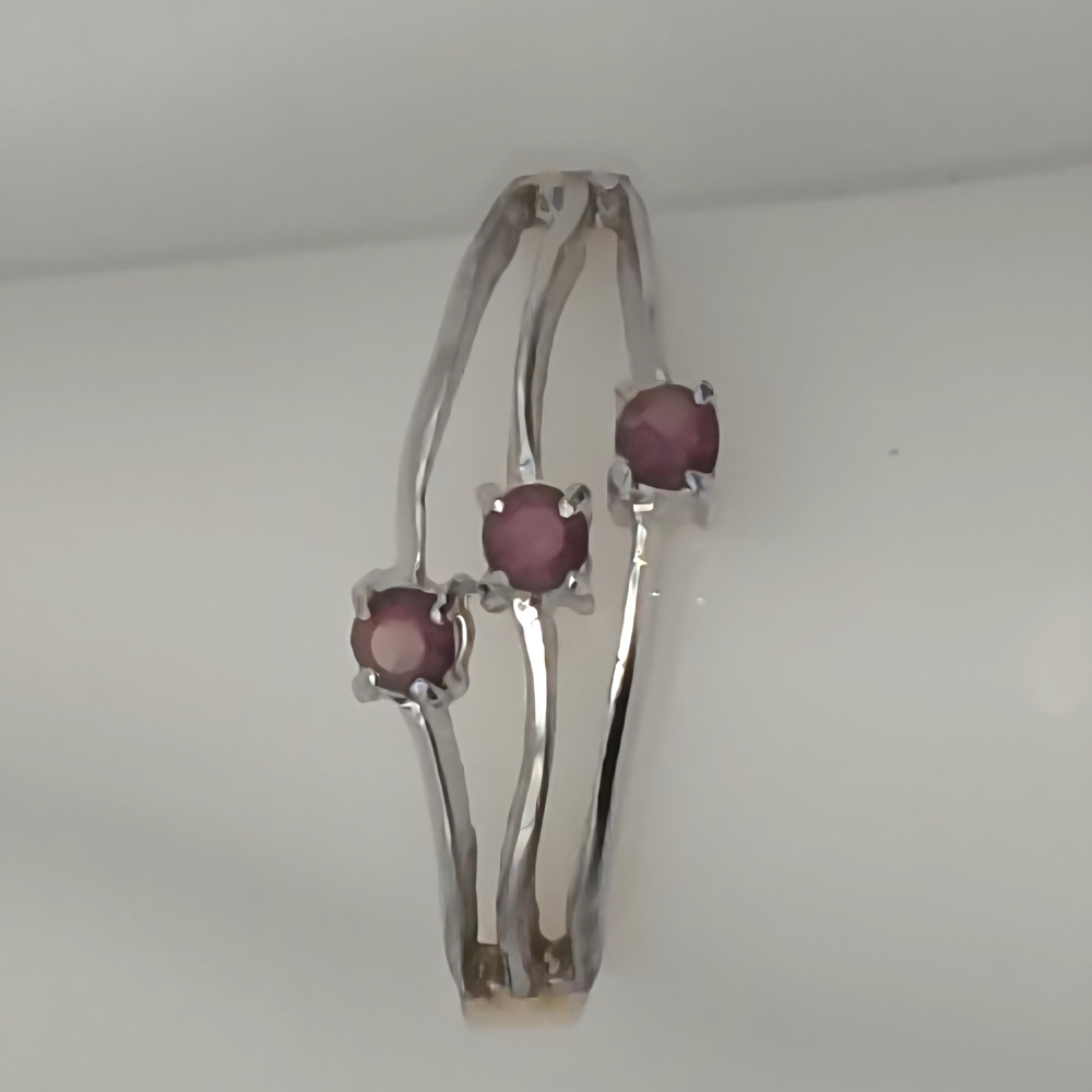 Ring Silver/Gold 2tone with 3 Lavender Rhinestones.
